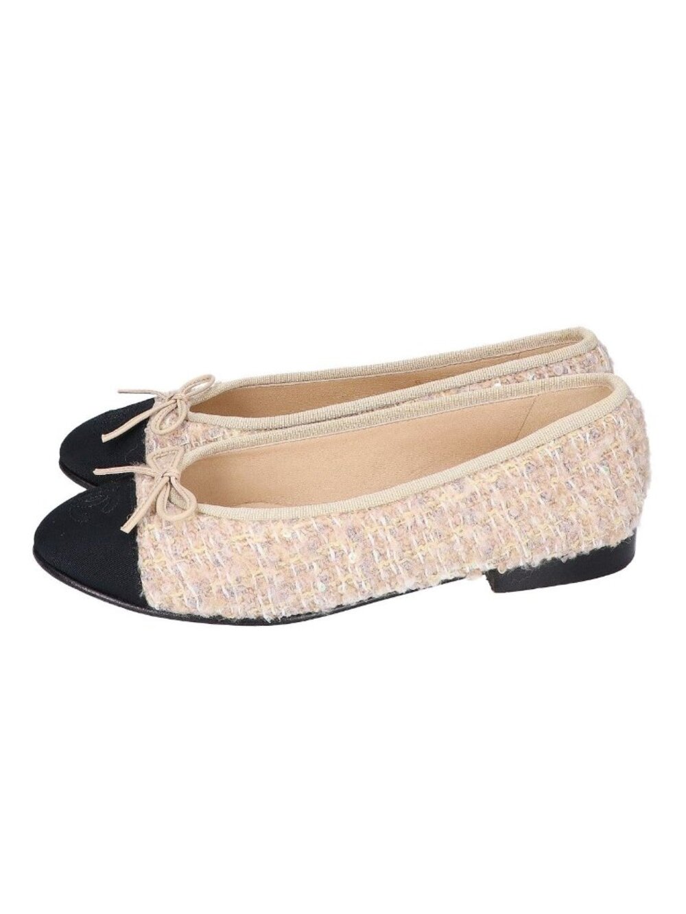 Chanel Ballerina CC Logo Tweed Ballet Shoes 35 1 2C